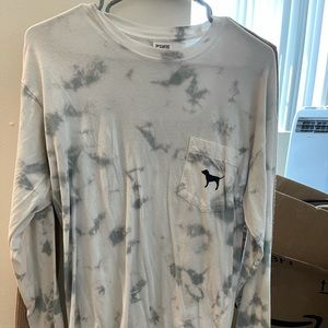 Long sleeve t shirt tie dye gray